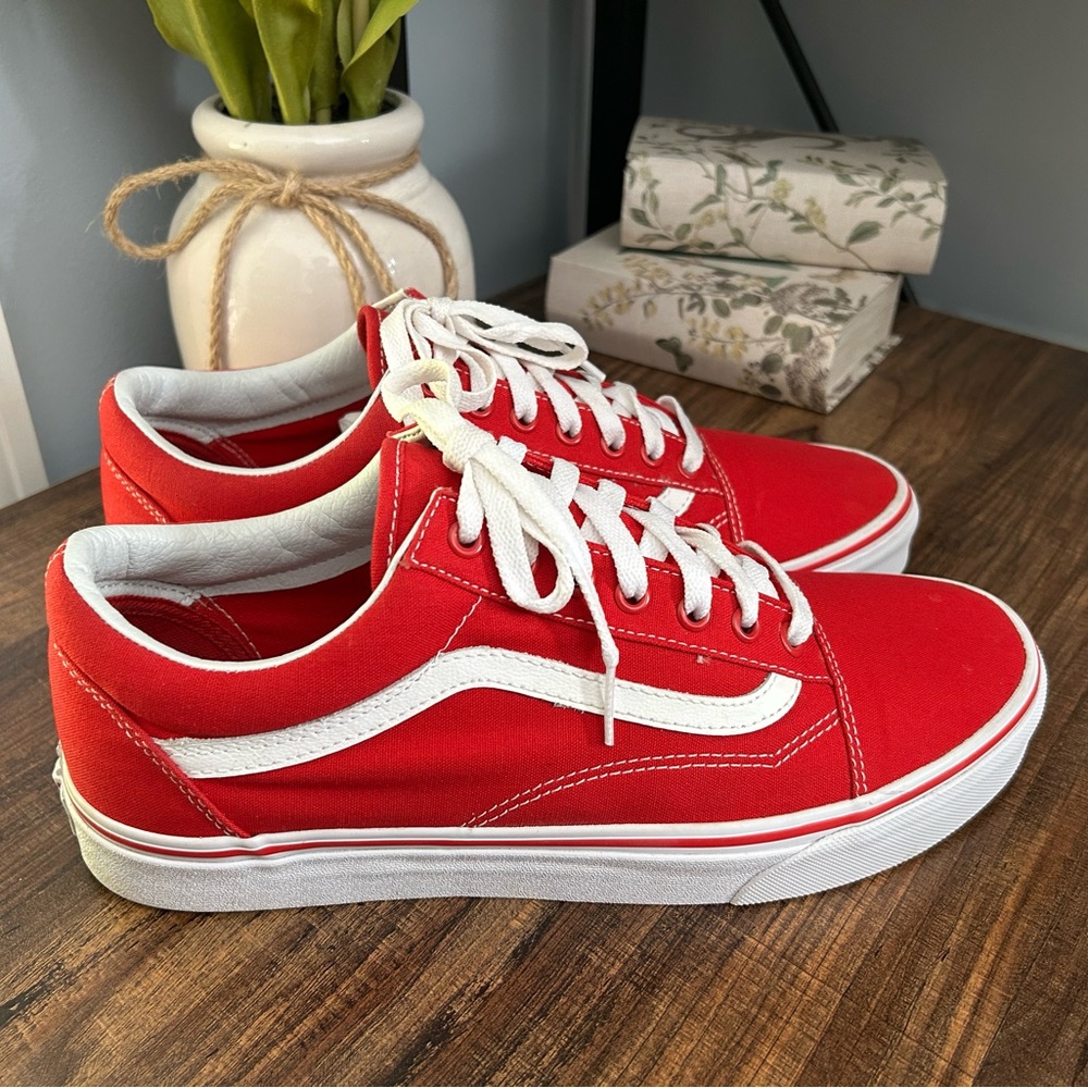 Men's Vans 721356 Old Skool RACING RED/TRUE WHITE Sneakers   Size M10.5  W12